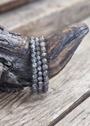 Svart Månsten, armband 6mm runda pärlor