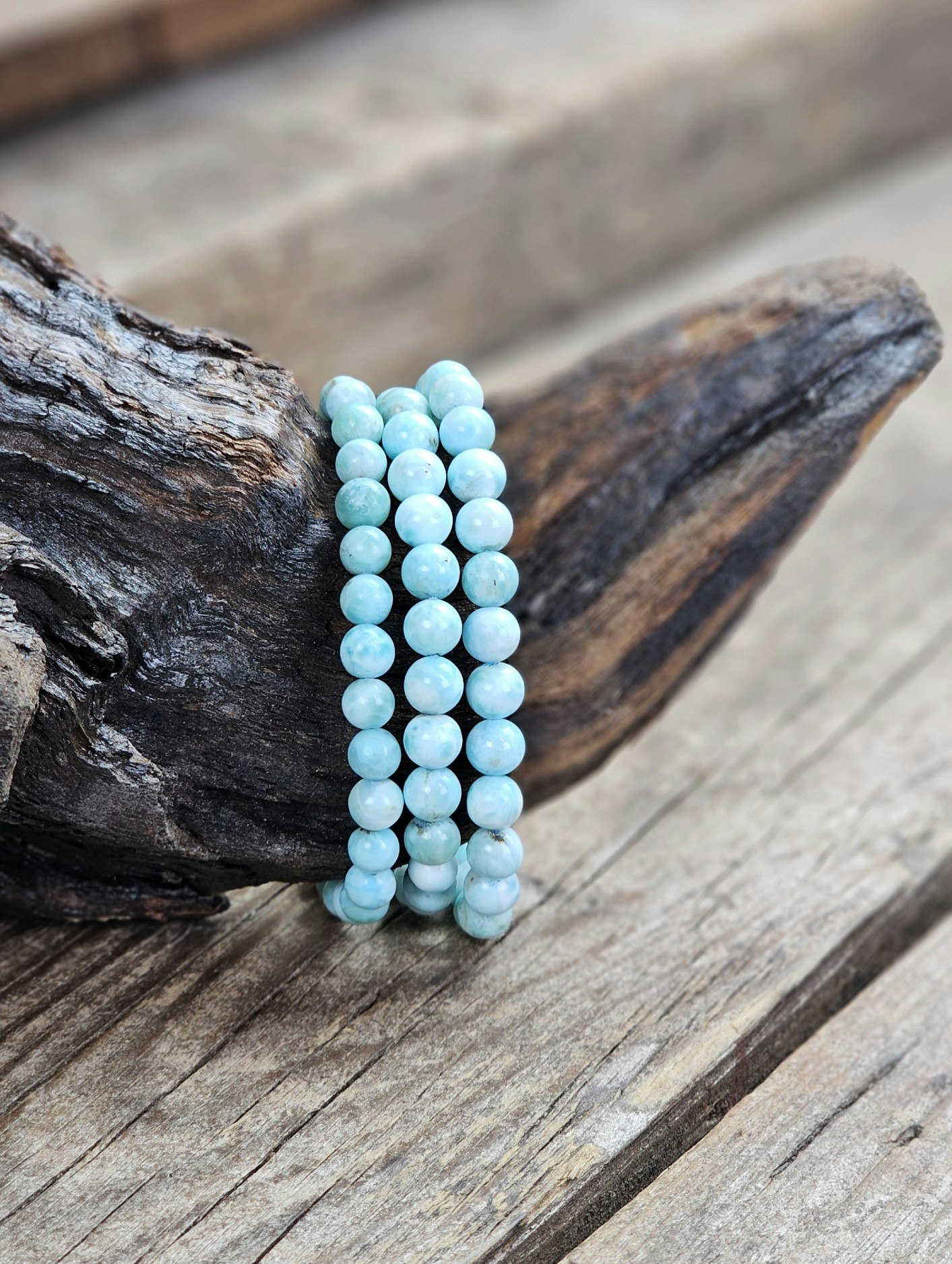 Larimar extra, armband 6mm runda pärlor