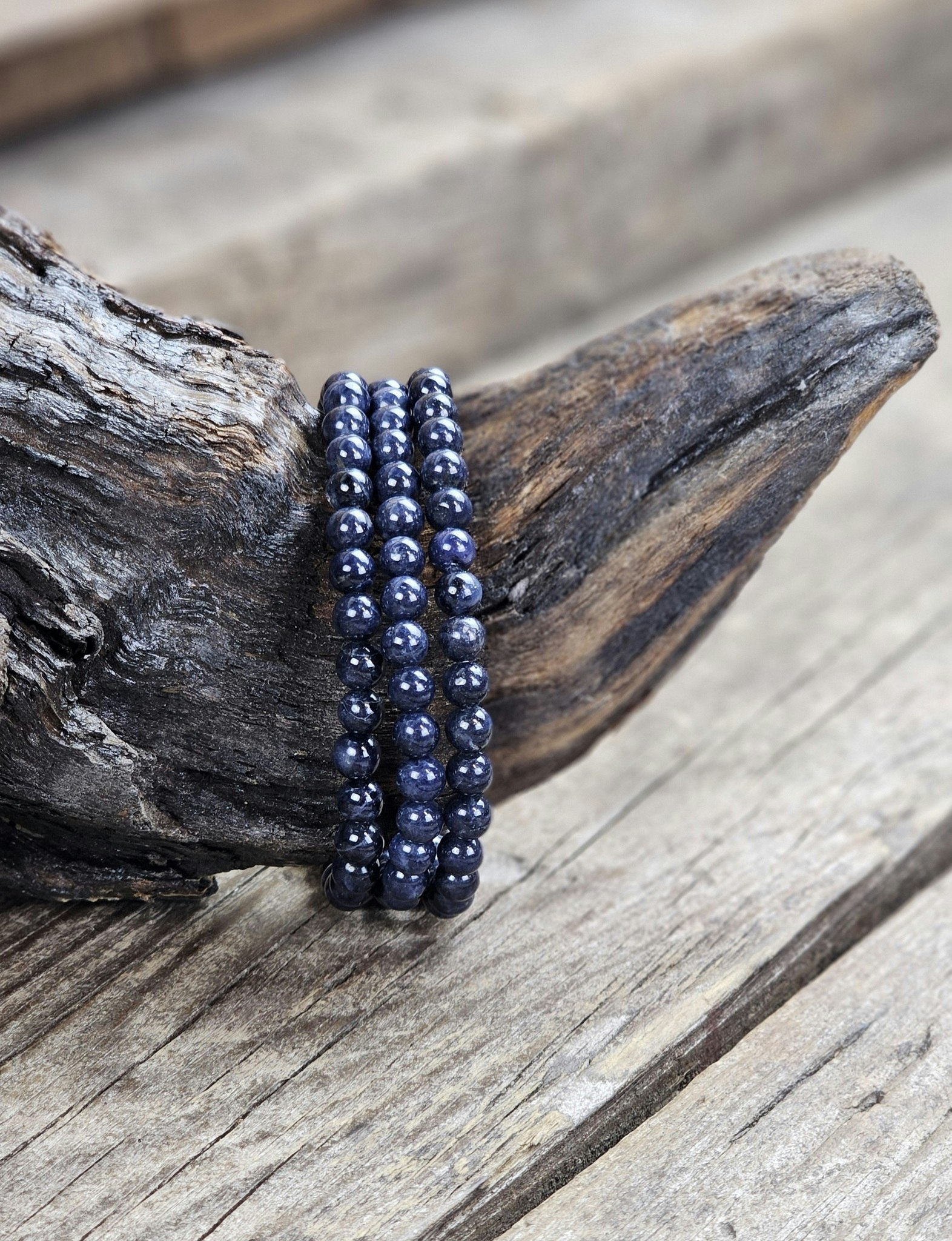 Safir, armband 6mm runda pärlor