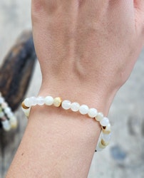 Grön/Brun Aragonit, armband 6mm runda pärlor