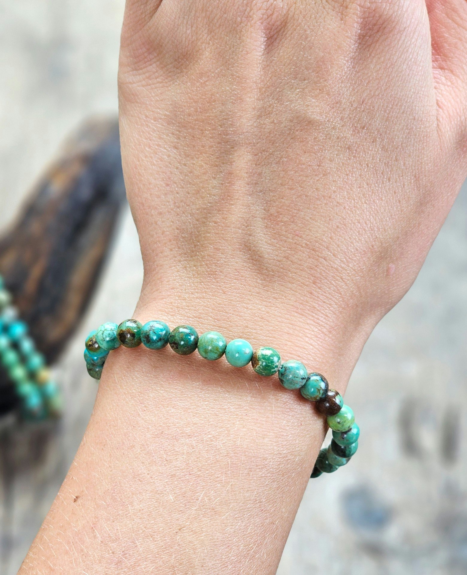 Äkta Turkos, armband 6mm runda pärlor