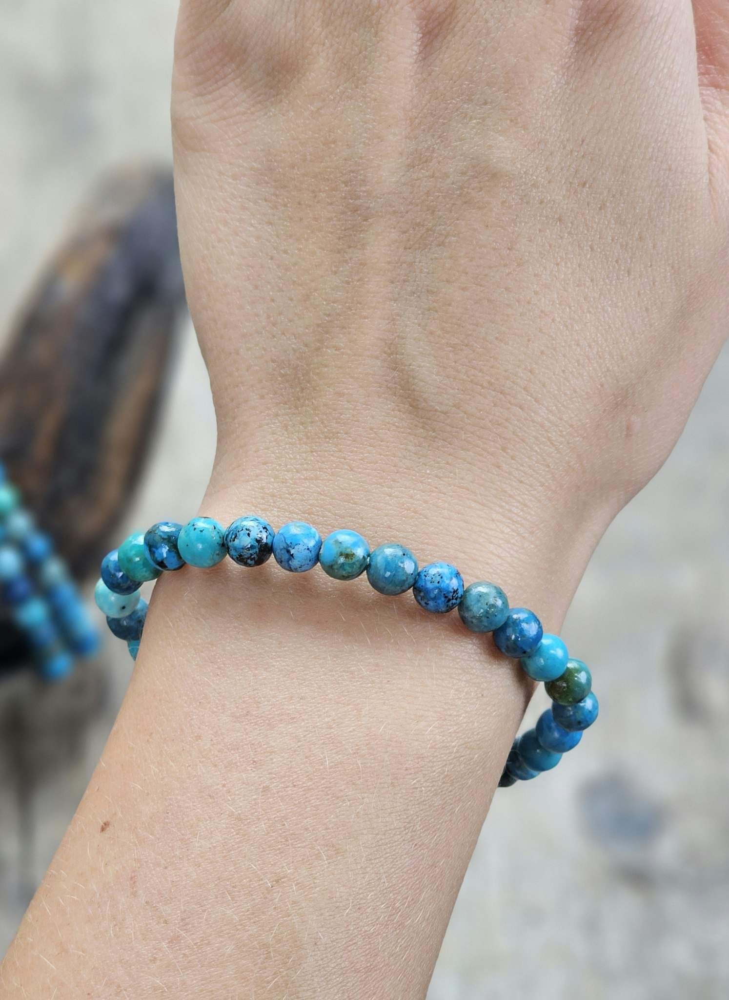 Blå Opal (Andenopal), armband 6mm runda pärlor