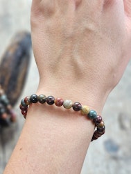 Polykromjaspis mörk, armband 6mm runda pärlor