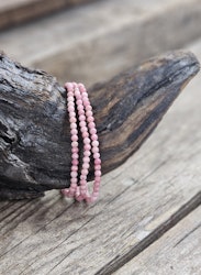 Rosa Rodonit, armband 3mm facetterade pärlor