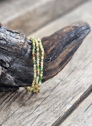 Grön & gul Turmalin, armband 3mm facetterade pärlor