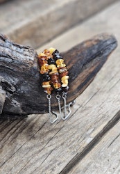 Bärnsten mix, justerbart armband rostfritt stål