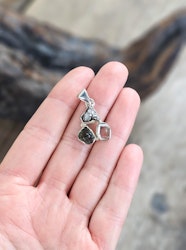Moldavit, Meteorit & Herkimerdiamant, 925 silverinfattad hänge #1