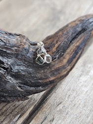 Moldavit, Meteorit & Herkimerdiamant, 925 silverinfattad hänge #1