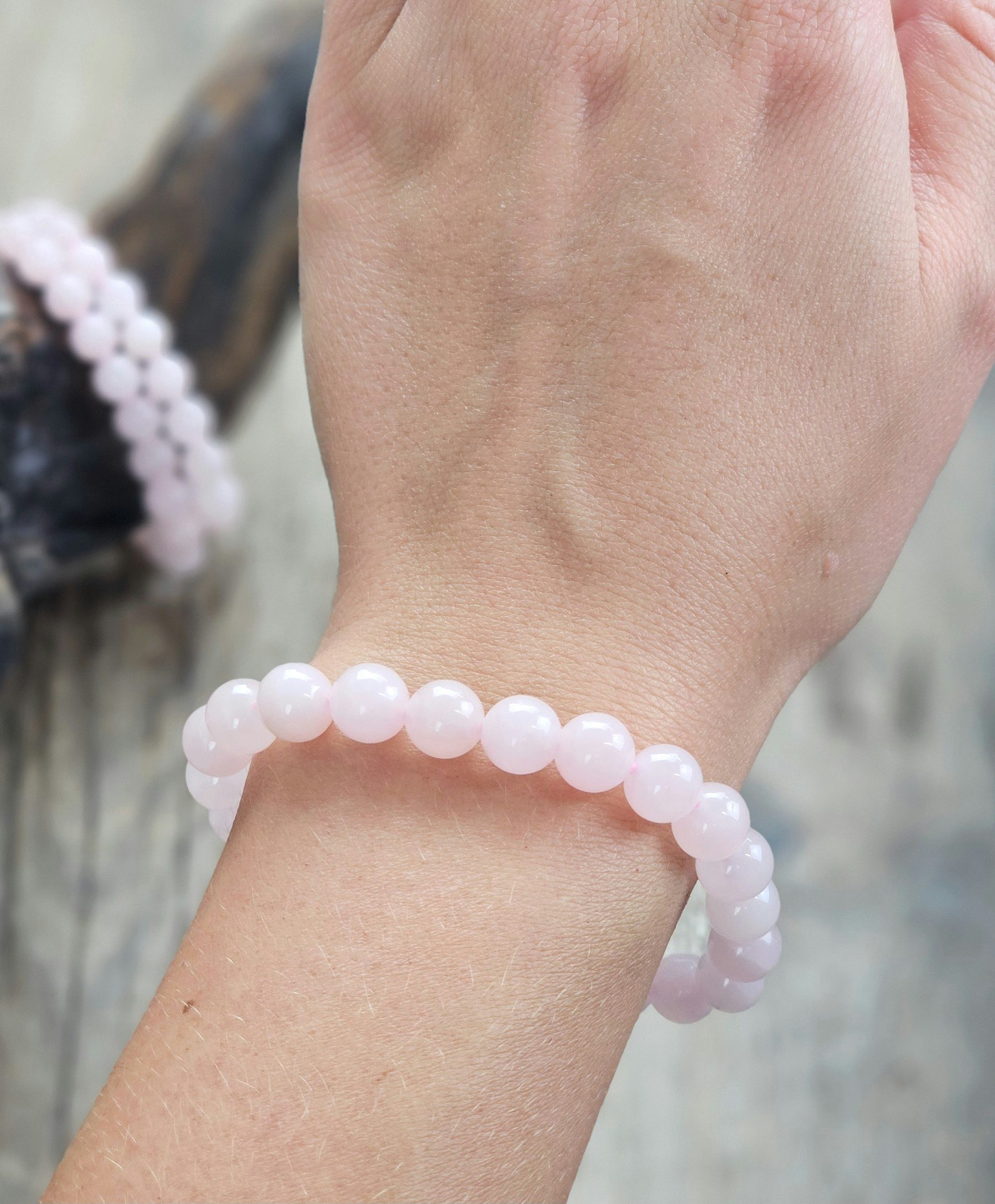 Rosenkvarts, armband 8mm runda pärlor