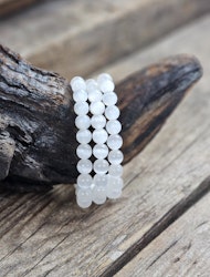 Selenit, armband 8mm runda pärlor