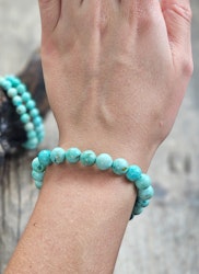 Äkta Turkos, armband 8mm runda pärlor
