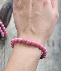 Rosa Rodonit extra, armband 8mm runda pärlor