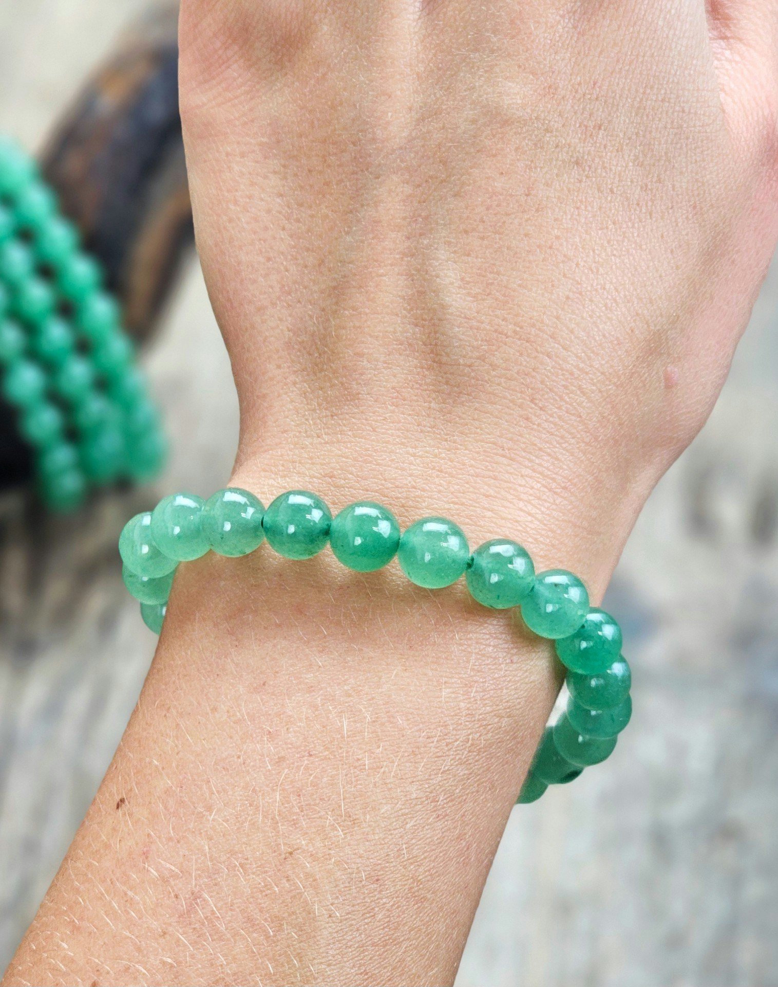 Grön Aventurin, armband 8mm runda pärlor