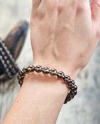 Rökkvarts, armband 8mm runda pärlor