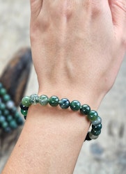 Mossagat, armband 8mm runda pärlor