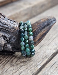 Mossagat, armband 8mm runda pärlor