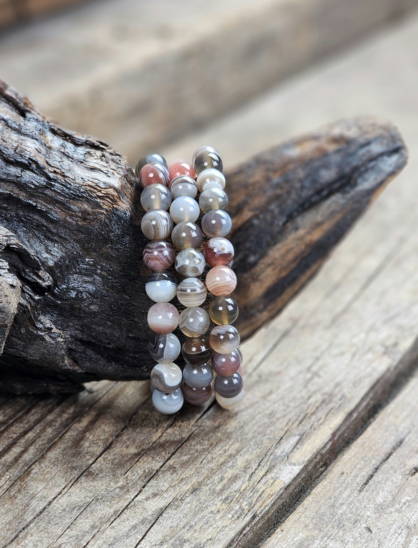 Botswana Agat, armband 8mm runda pärlor