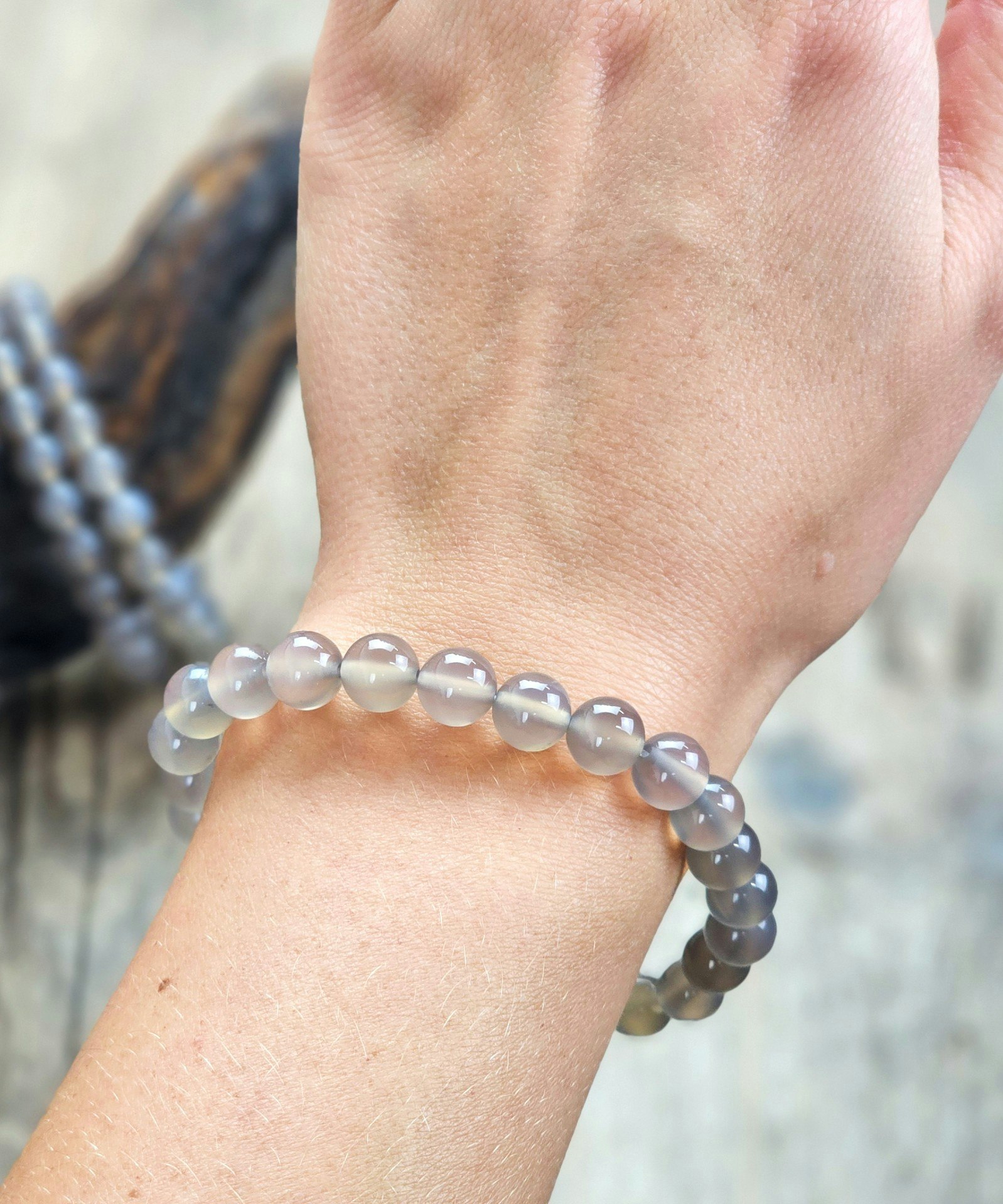 Agat, armband 8mm runda pärlor