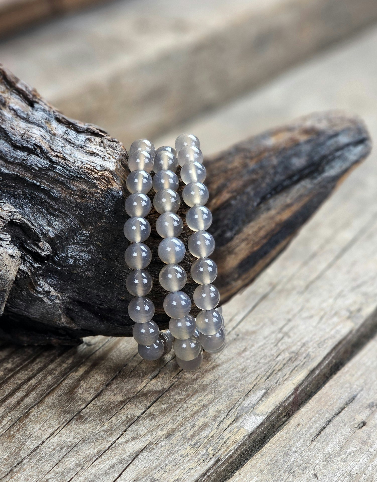 Agat, armband 8mm runda pärlor