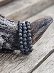 Lavasten, armband 8mm runda pärlor