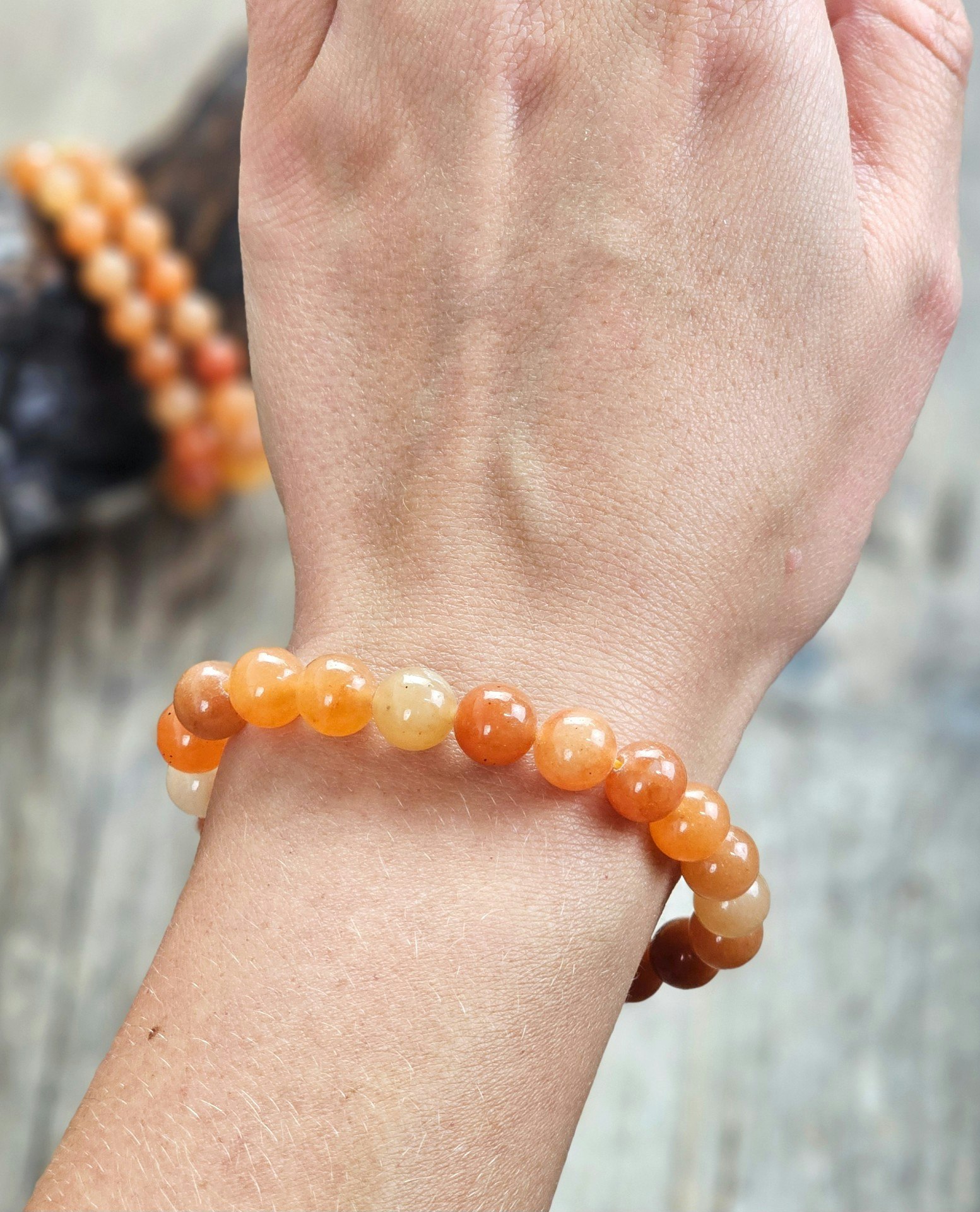 Orange Aventurin, armband 8mm runda pärlor