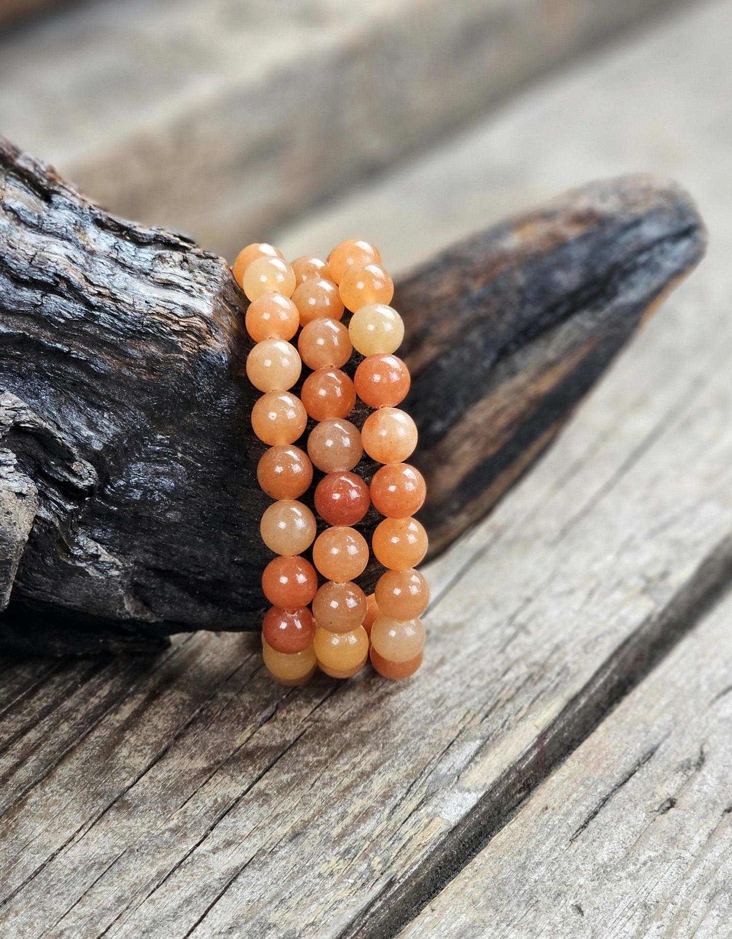 Orange Aventurin, armband 8mm runda pärlor