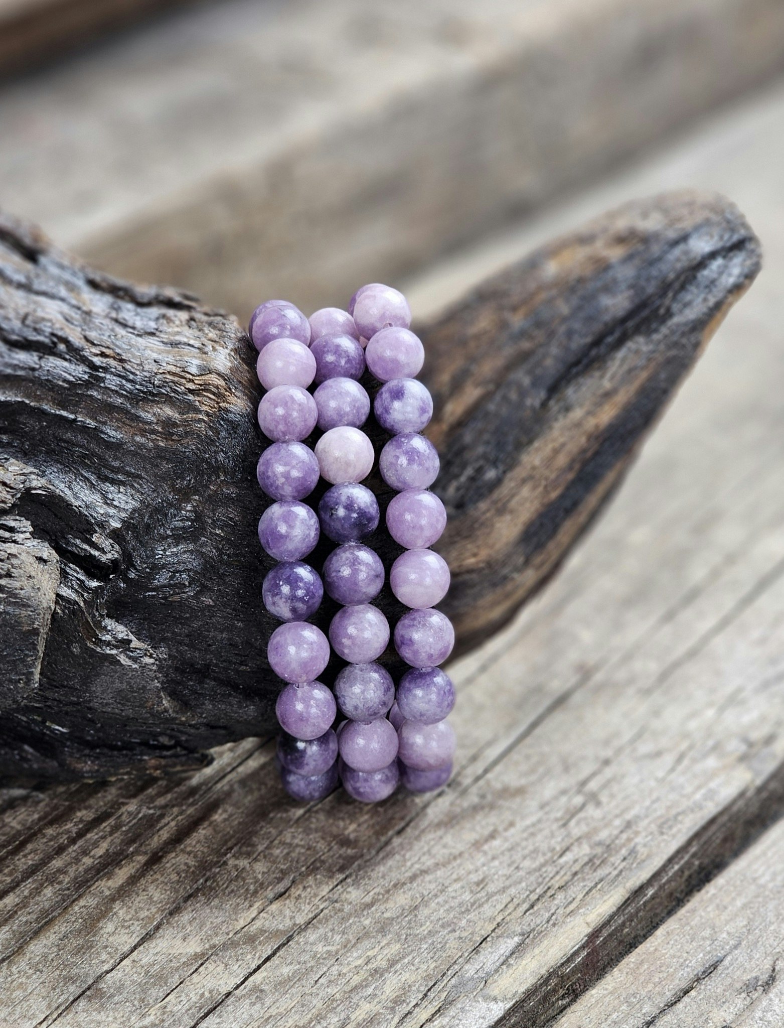 Lepidolit, armband 8mm runda pärlor
