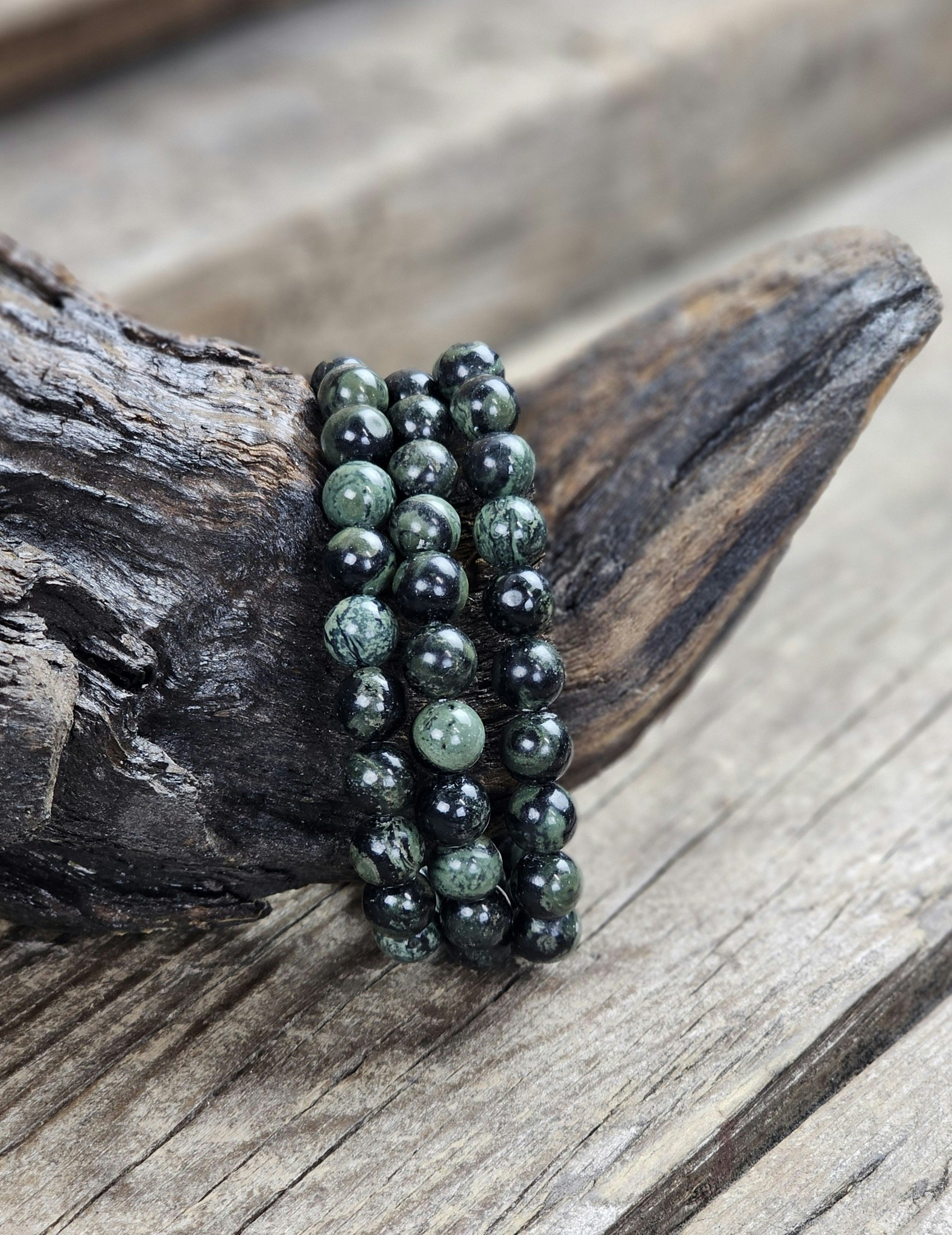 Kambabajaspis, armband 8mm runda pärlor