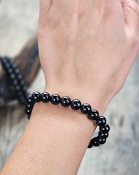 Svart Obsidian, armband 8mm runda pärlor