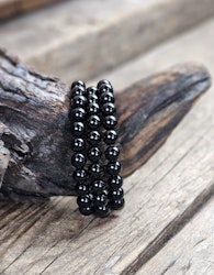 Svart Obsidian, armband 8mm runda pärlor