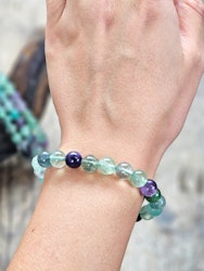 Regnbågsfluorit, armband 8mm runda pärlor
