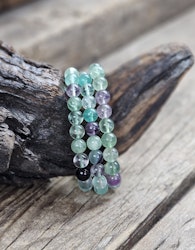 Regnbågsfluorit, armband 8mm runda pärlor