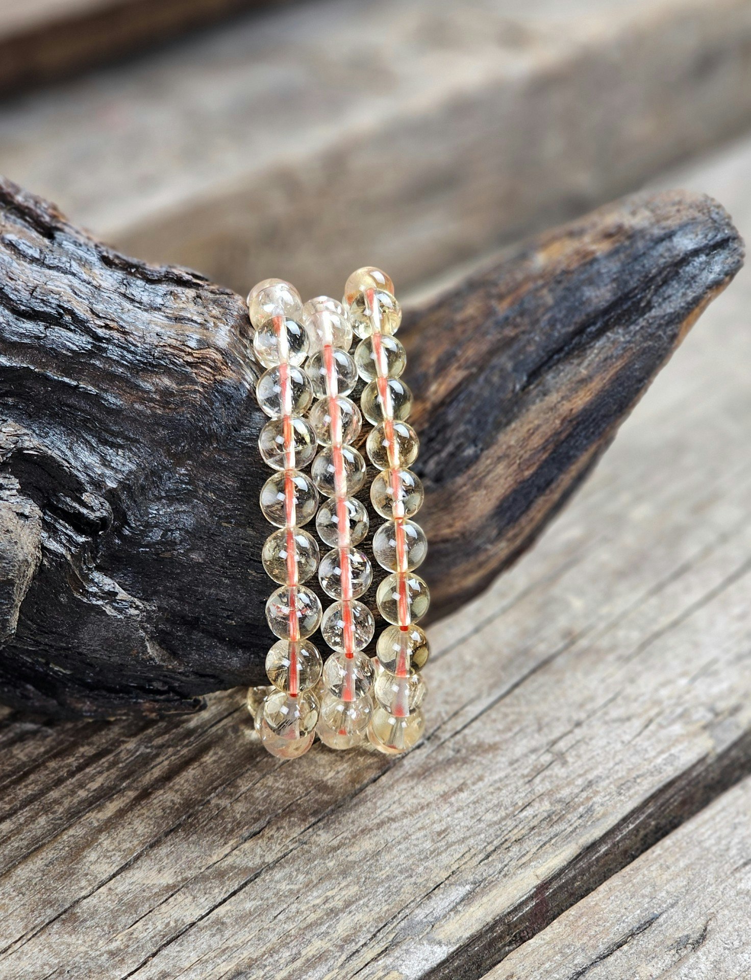 Naturlig Citrin extra, armband 8mm runda pärlor