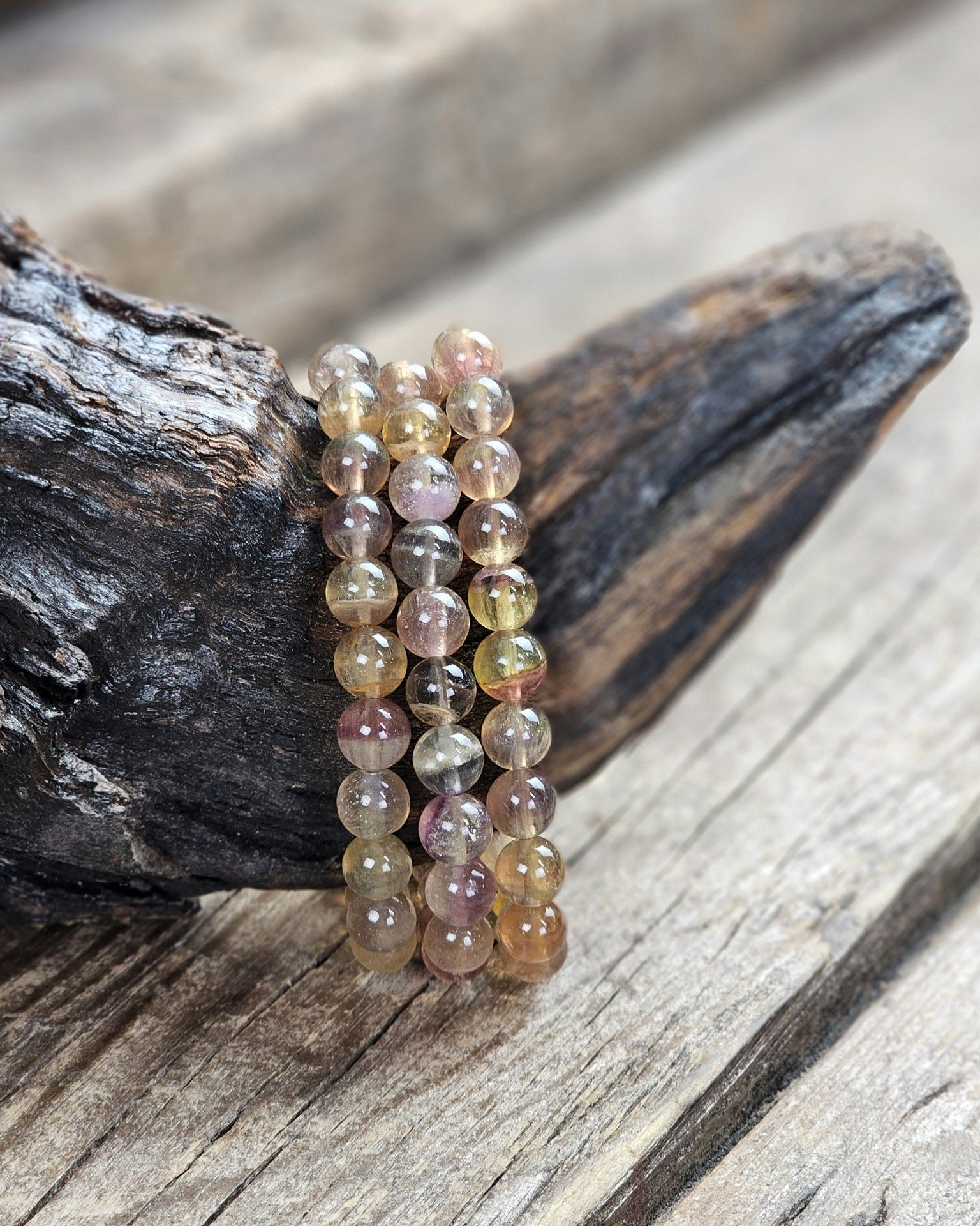 Gul Fluorit, armband 8mm runda pärlor