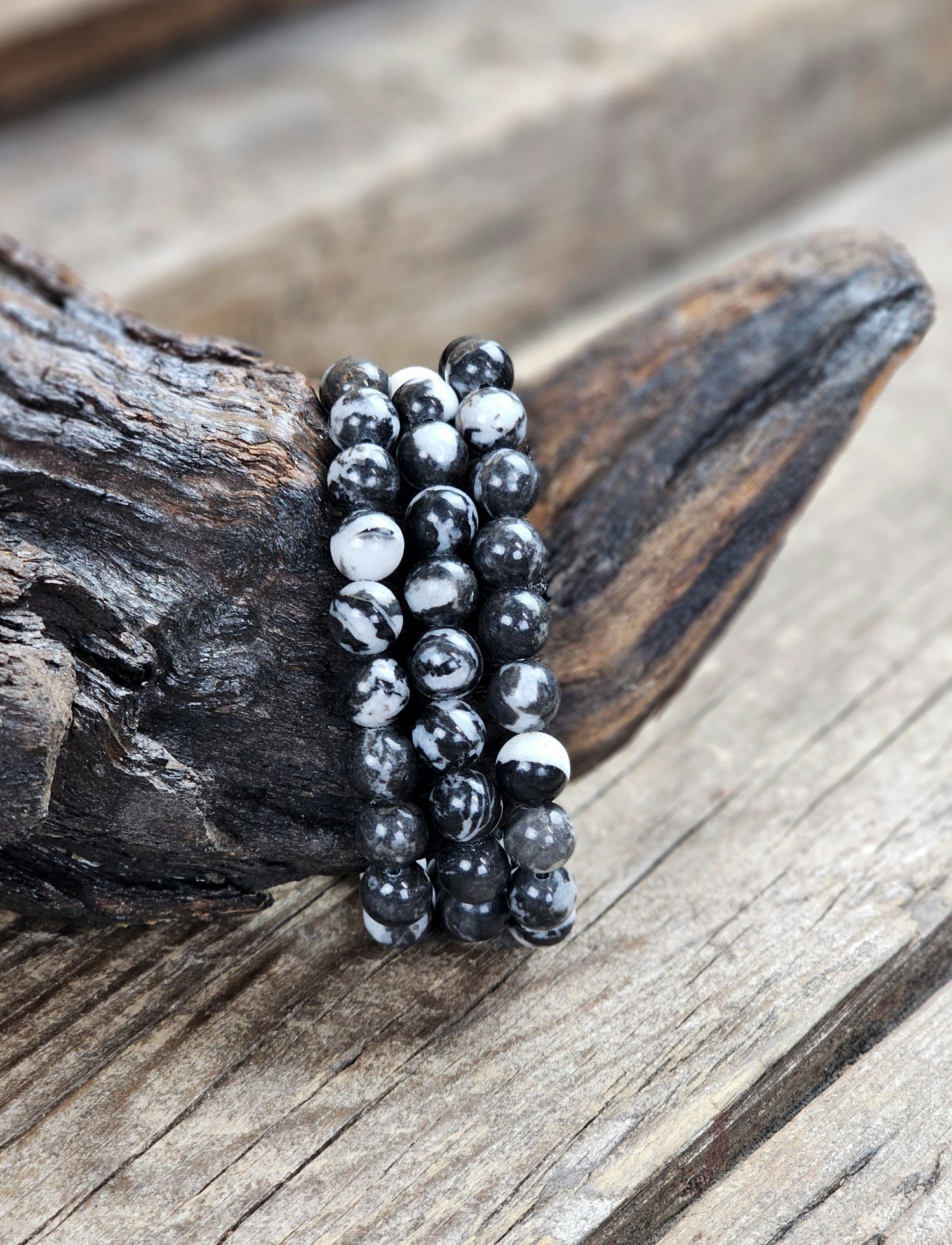 Zebrajaspis, armband 8mm runda pärlor
