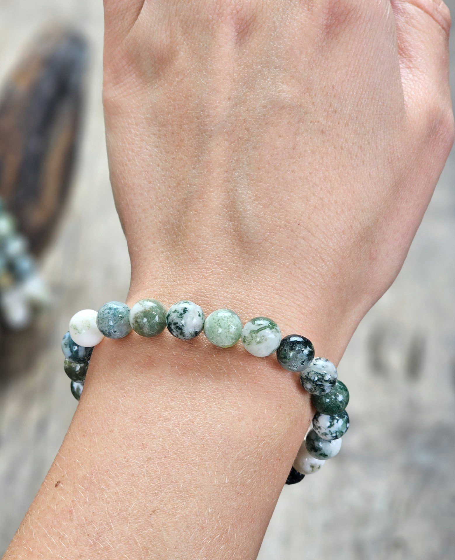 Trädagat, armband 8mm runda pärlor