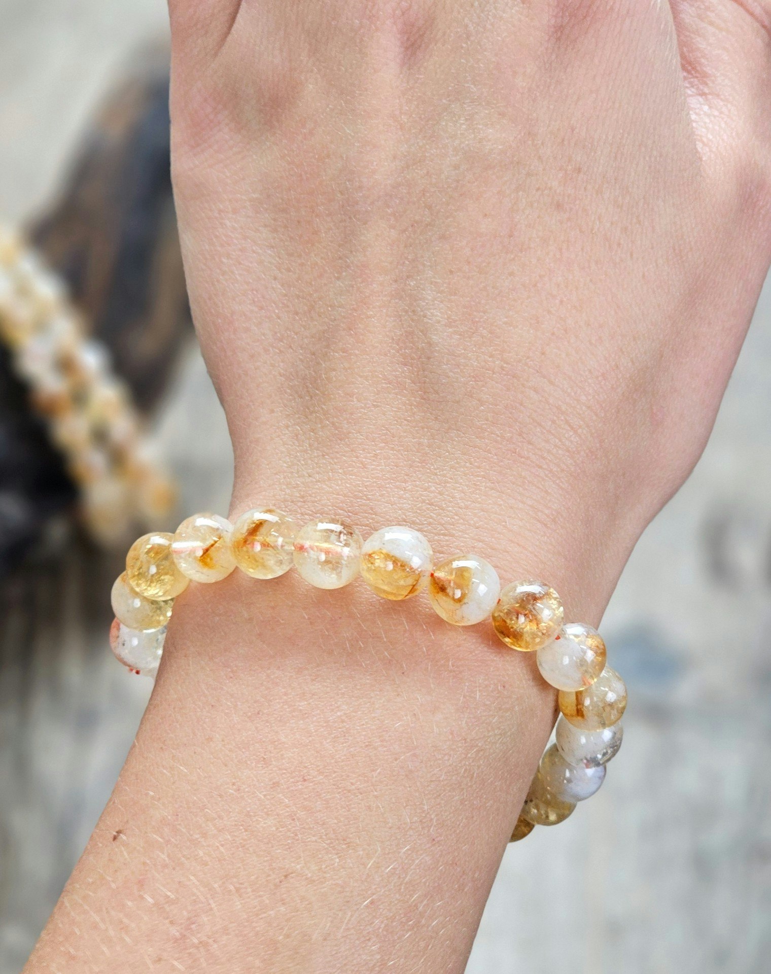 Citrin, armband 8mm runda pärlor