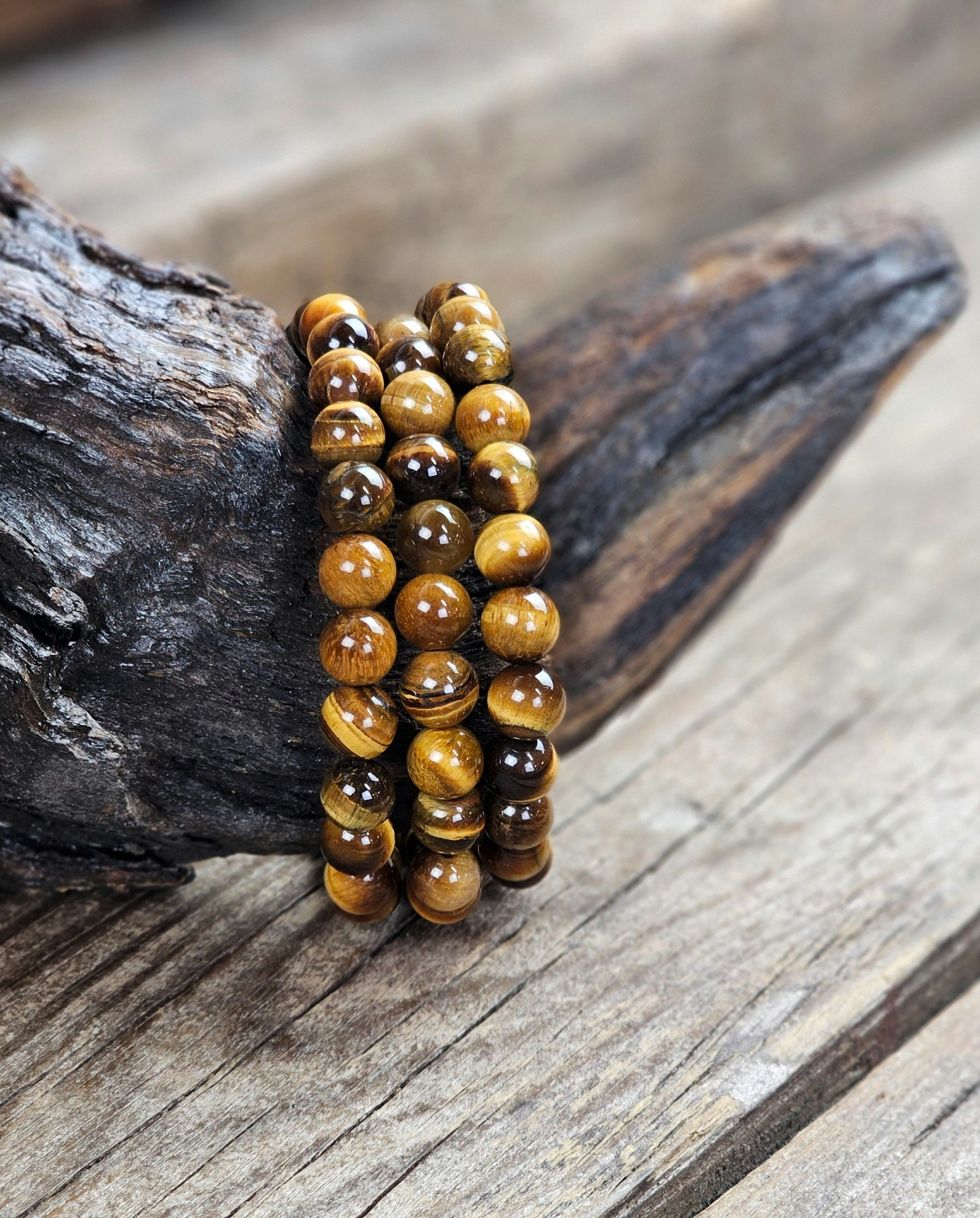 Tigeröga, armband 8mm runda pärlor