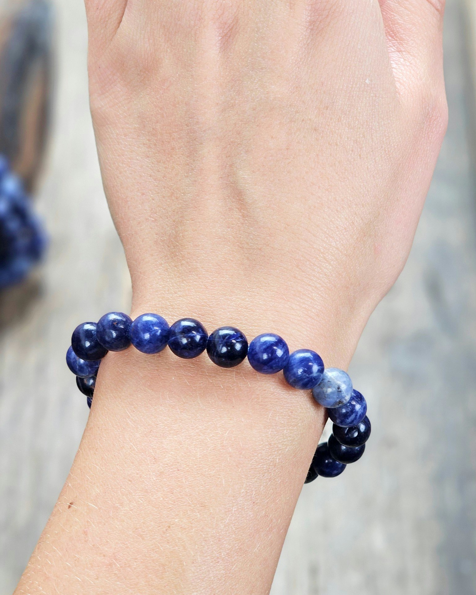 Sodalit, armband 8mm runda pärlor