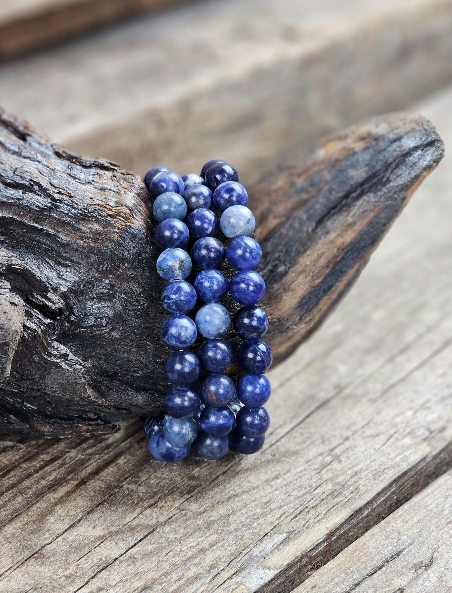 Sodalit, armband 8mm runda pärlor