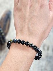 Falköga, armband 8mm runda pärlor