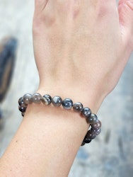 Svart Månsten, armband 8mm runda pärlor