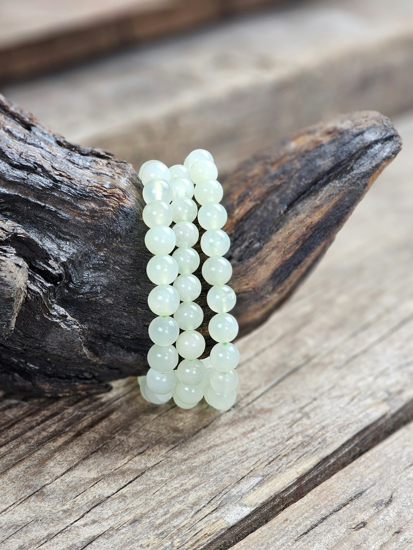 New Jade, armband 8mm runda pärlor
