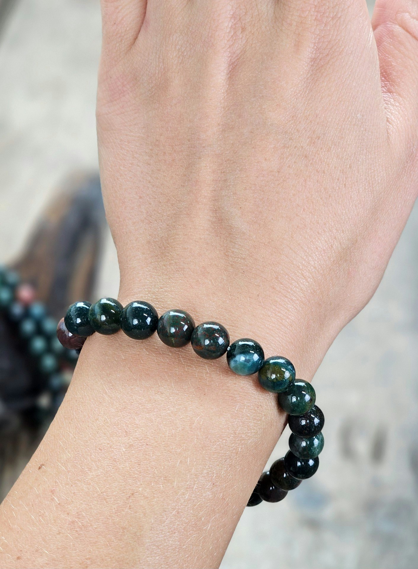Heliotrop, armband 8mm runda pärlor