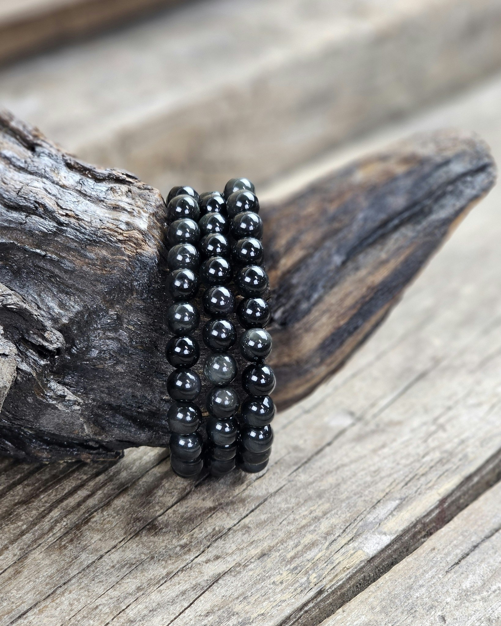 Regnbågsobsidian, armband 8mm runda pärlor