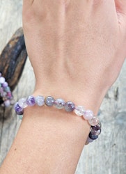 Fluorit ljus mix, armband 8mm runda pärlor