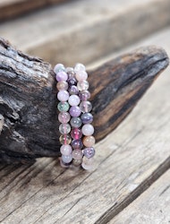 Fluorit ljus mix, armband 8mm runda pärlor