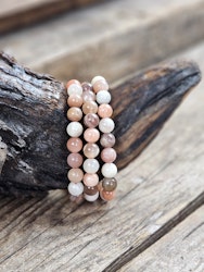 Månsten mix, armband 8mm runda pärlor