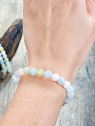 Morganit (Beryll mix), armband 8mm runda pärlor