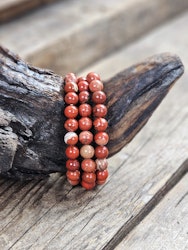 Breccijaspis, armband 8mm runda pärlor